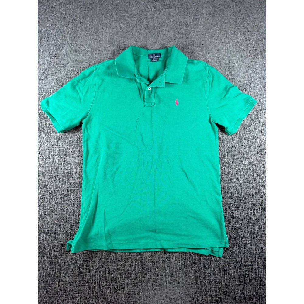 Polo Ralph Lauren Kids XL 18-20 Green Short Sleeve Pique Polo Shirt Pink Pony